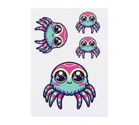 4 x 'Cute Jumping Spider' Temporary Tattoos - Water Resistant, Skin-Safe, Non-Toxic Transfers, Mixed Sizes (TO00079806)