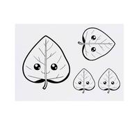 4 x 'Cute Kawaii Leaf' Temporary Tattoos - Water Resistant, Skin-Safe, Non-Toxic Transfers, Mixed Sizes (TO00081598)