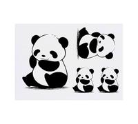 4 x 'Cute Panda Sitting' Temporary Tattoos - Water Resistant, Skin-Safe, Non-Toxic Transfers, Mixed Sizes (TO00080540)
