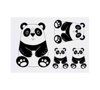 4 x 'Cute Panda' Temporary Tattoos - Water Resistant, Skin-Safe, Non-Toxic Transfers, Mixed Sizes (TO00084798)