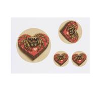 4 x 'Cute Spider on Valentine's Heart Shaped Box' Temporary Tattoos - Water Resistant, Skin-Safe, Non-Toxic Transfers, Mixed Sizes (TO00083772)