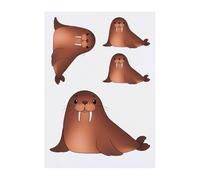 4 x 'Cute Walrus' Temporary Tattoos - Water Resistant, Skin-Safe, Non-Toxic Transfers, Mixed Sizes (TO00081090)