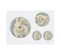 4 x 'Cute White Bunny' Temporary Tattoos - Water Resistant, Skin-Safe, Non-Toxic Transfers, Mixed Sizes (TO00084428)
