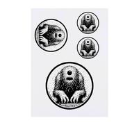 4 x 'Cyclops- One-Eyed Monster' Temporary Tattoos - Water Resistant, Skin-Safe, Non-Toxic Transfers, Mixed Sizes (TO00070252)