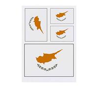 4 x 'Cyprus Flag' Temporary Tattoos - Water Resistant, Skin-Safe, Non-Toxic Transfers, Mixed Sizes (TO00014575)