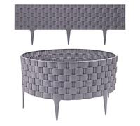 4 X Decorative Grey Faux Rattan Effect Garden Border - Plastic Garden Edging - Interlocking & Push In Securing Pegs