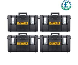 4 x DeWalt 1.0 DS300 Stackable Tool Box Without Tote Tray & Metal Clip