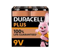 4 x Duracell 9 V Plus 6LR61 / MN1604 Alkaline Batteries, 1 Blister Pack of 4 Batteries