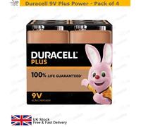 4 x Duracell 9V PP3 Plus Power Batteries |Smoke Alarms | LR22 6LR61 | 100%