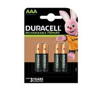 4 x Duracell AAA 750 mAh Rechargeable Batteries NiMH, HR03, DC2400 Phone,1.2V