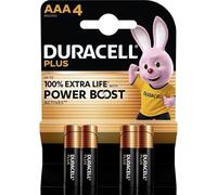 4 x Duracell AAA Plus Power Boost Up to 100% Extra Life (1 Blister with 4 Batteries) 4 AAA Batteries (LR03/MN2400)