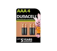 4 x Duracell AAA Rechargeable 900 mAh (1 Blister Pack of 4 Batteries) 4 Rechargeable Mini Batteries (HR03/DX2400)
