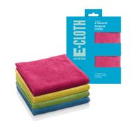 E-Cloth General Purpose Microfibre Cloth - Washable & Reusable, 100-Wash Promise, Assorted, 4 Pack