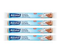 4 x EasyCut Aluminium Foil Refill Roll Extra Tear & Heat-Resistant Perfect for Grilling Baking Roasting Wrapping Freezing - 30cm x 15m