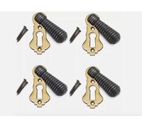 4 x Ebonised Aged Brass Beehive Escutcheons Keyhole Cover Black Ebony Wood Solid AB Hardware
