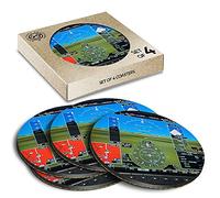 4 x Eco Boxed Cork Coasters - Airplane Cockpit Guages Plane Pilot Drink Cup Mug Glass Table Mat #16224