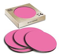 4 x Eco Boxed Cork Coasters - Bright Pink Colour Block Drink Cup Mug Glass Table Mat #44456