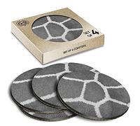 4 x Eco Boxed Cork Coasters - BW - Giraffe Print Animal Pattern Wild Drink Cup Mug Glass Table Mat #42322