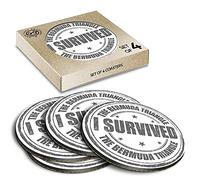 4 x Eco Boxed Cork Coasters - BW - ny I Survived The Bermuda Triangle Drink Cup Mug Glass Table Mat #40153