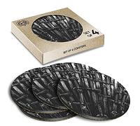 4 x Eco Boxed Cork Coasters - BW - Throne Medieval Swords Game G rink Cup Mug Glass Table Mat #42268