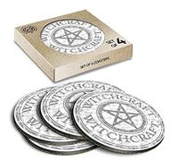 4 x Eco Boxed Cork Coasters - BW - Witchcraft Pagan Symbol Witch Drink Cup Mug Glass Table Mat #39975