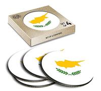 4 x Eco Boxed Cork Coasters - Cyprus Nicosia National Flag Drink Cup Mug Glass Table Mat #9154