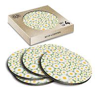 4 x Eco Boxed Cork Coasters - Daisy Flowers Garden Plants Drink Cup Mug Glass Table Mat #2445
