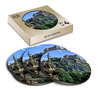 4 x Eco Boxed Cork Coasters - Edinburgh Castle Scotland UK Scottish Drink Cup Mug Glass Table Mat #44936