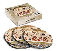 4 x Eco Boxed Cork Coasters - Egyptian Hieroglyph s Art Drink Cup Mug Glass Table Mat #14227