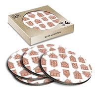 4 x Eco Boxed Cork Coasters - Gingerbread Houses Christmas Drink Cup Mug Glass Table Mat #21590