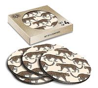 4 x Eco Boxed Cork Coasters - Jungle Leopard Pattern Big Cat Wild Drink Cup Mug Glass Table Mat #45448