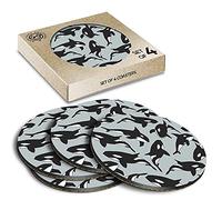 4 x Eco Boxed Cork Coasters - Killer Whale Orca Drink Cup Mug Glass Table Mat #15945