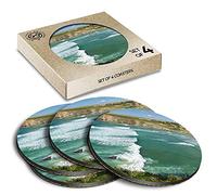 4 x Eco Boxed Cork Coasters - Mawgan Porth Cornish Beach Drink Cup Mug Glass Table Mat #45690