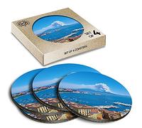 4 x Eco Boxed Cork Coasters - Mount Vesuvius Italy Volcano Drink Cup Mug Glass Table Mat #3497