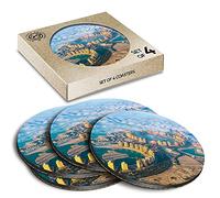 4 x Eco Boxed Cork Coasters - Pearl-Qatar Doha Qatar Persian Gulf Drink Cup Mug Glass Table Mat #46003