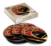 4 x Eco Boxed Cork Coasters - Roulette Wheel Casino Drink Cup Mug Glass Table Mat #3625