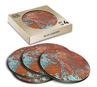 4 x Eco Boxed Cork Coasters - Rusty Aged Copper Drink Cup Mug Glass Table Mat #3024