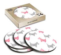 4 x Eco Boxed Cork Coasters - Scottie Dog Pattern Puppy Scottish Terrier Drink Cup Mug Glass Table Mat #46285