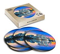 4 x Eco Boxed Cork Coasters - Singapore City Travel Asia Drink Cup Mug Glass Table Mat #2148