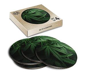 4 x Eco Boxed Cork Coasters - The Marijuana Plant Cannabis Plant Drink Cup Mug Glass Table Mat #16564