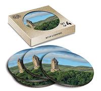 4 x Eco Boxed Cork Coasters - Wallace Monument Scotland UK Drink Cup Mug Glass Table Mat #2265
