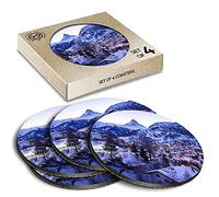 4 x Eco Boxed Cork Coasters - Zermatt Switzerland Matterhorn Skiing Drink Cup Mug Glass Table Mat #24466