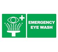 4 x Emergency Eye Wash - Info Sticker Label Sign Removable Self Adhesive Waterproof Durable Vinyl Label Sticker 225mm x 106mm