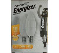 Energizer S16706 4.9W 470lm E14 SES Candle LED Bulb Opal Warm White 3000K Boxed (2 Pack)