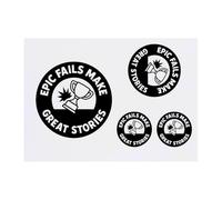 4 x 'Epic Fails Make Great Stories' Temporary Tattoos - Water Resistant, Skin-Safe, Non-Toxic Transfers, Mixed Sizes (TO00085954)