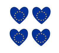 4 X Europe Flag Heart Iron on Screen Print Transfer Machine Washable European