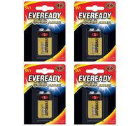 4 x Eveready 9V Gold Alkaline Longer Lasting Batteries - 6LR61 PP3 LR22 MN1604