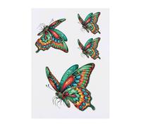 4 x 'Exotic Butterfly In Flight' Temporary Tattoos - Water Resistant, Skin-Safe, Non-Toxic Transfers, Mixed Sizes (TO00077356)