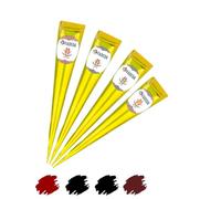 4 x FADEDA Henna Cones, 4 x 25 g Natural Paste, 2 x Black, 1 x Natural Brown, 1 x Chestnut Brown, 100% Plant-Based, Ready to Use and without PPD