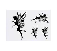 4 x 'Fairy Silhouette' Temporary Tattoos - Water Resistant, Skin-Safe, Non-Toxic Transfers, Mixed Sizes (TO00079094)